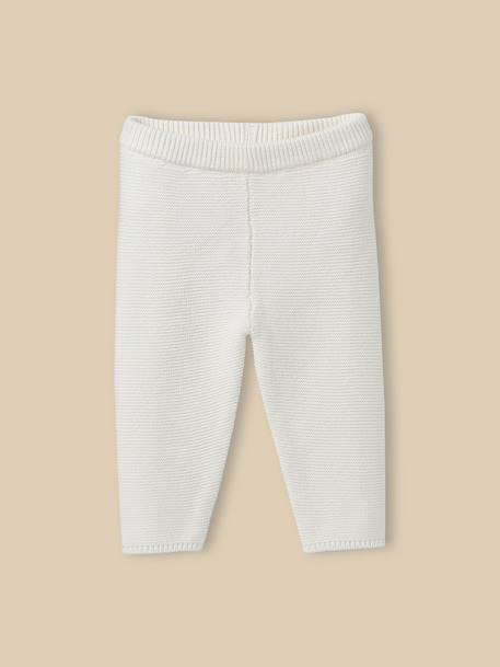 Legging bébé en coton biologique et laine Ecru 1 - vertbaudet enfant 