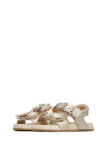 Sandales en cuir avec des fleurs lunia. Blanc-+Platine- 10 - vertbaudet enfant 