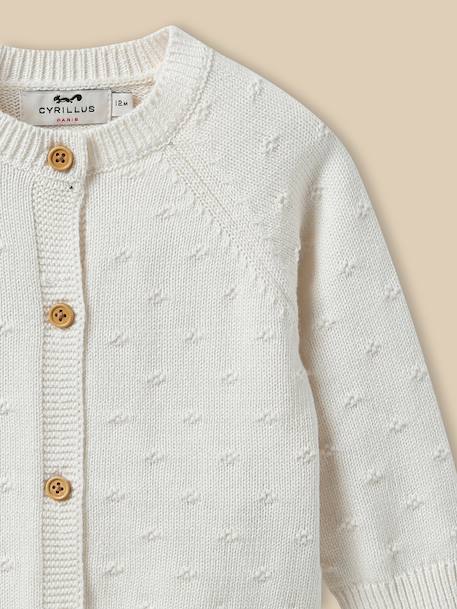Cardigan maille ajourée bébé - coton biologique Ecru+Jaune pastel+Tangerine+Vert pastel 2 - vertbaudet enfant 