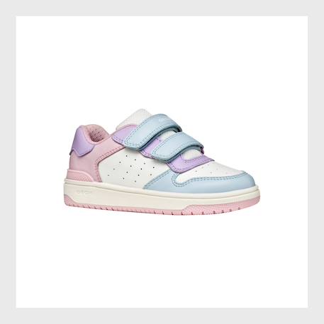 Baskets basses  à scratch Blanc   orange+Cristal   lilac clair+Rose foncé   lilac 11 - vertbaudet enfant 
