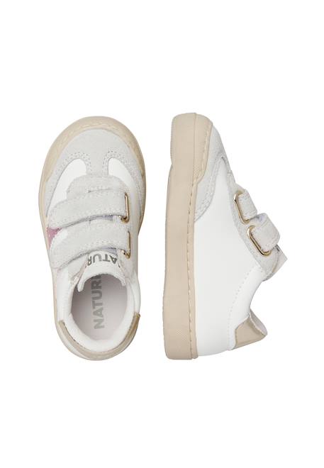 Baskets en cuir et en daim riby vl. Blanc-rose-platine 4 - vertbaudet enfant 