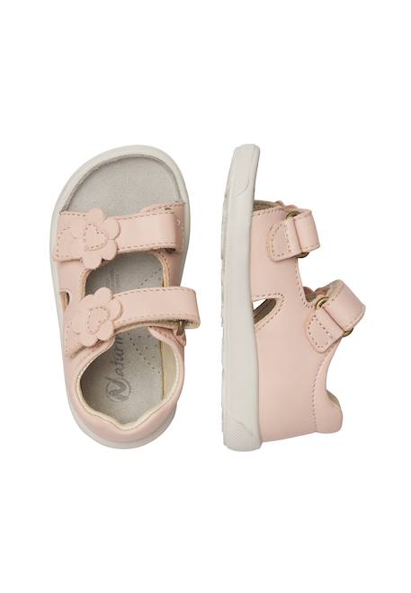 Sandales en cuir august 3 Platine-+Rose poudré- 9 - vertbaudet enfant 