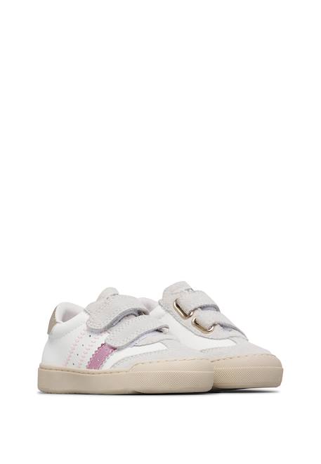 Baskets en cuir et en daim riby vl. Blanc-rose-platine 2 - vertbaudet enfant 