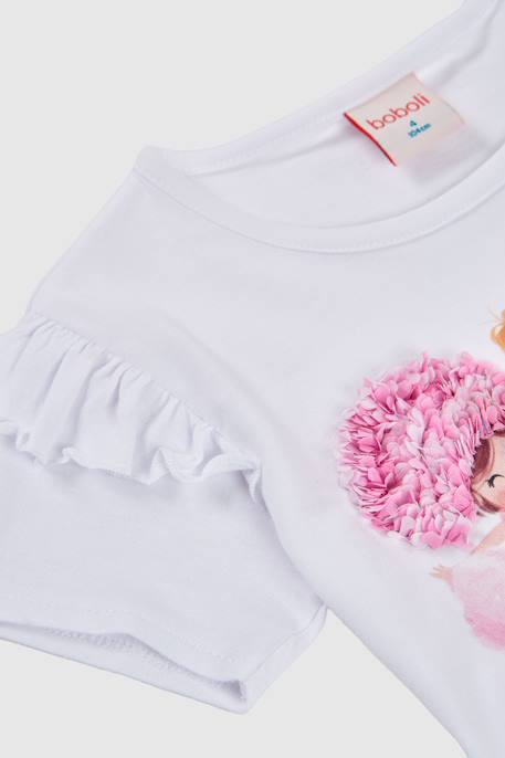 T-shirt fille en coton  avec imprimé Blanc 3 - vertbaudet enfant 