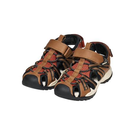 Sandales en cuir à scratch Denim   noir+Denim gris+Marine orange+Marron clair   rust 21 - vertbaudet enfant 