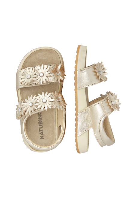 Sandales en cuir avec des fleurs lunia. Blanc-+Platine- 9 - vertbaudet enfant 