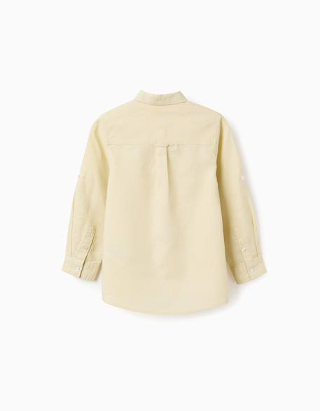 Chemise à manches longues en lin et coton Jaune clair+Vert 3 - vertbaudet enfant 