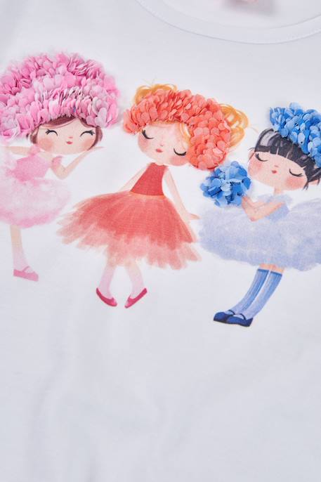 T-shirt fille en coton  avec imprimé Blanc 4 - vertbaudet enfant 