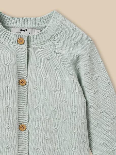 Cardigan maille ajourée bébé - coton biologique Ecru+Jaune pastel+Tangerine+Vert pastel 16 - vertbaudet enfant 
