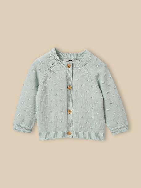 Cardigan maille ajourée bébé - coton biologique Ecru+Jaune pastel+Tangerine+Vert pastel 15 - vertbaudet enfant 
