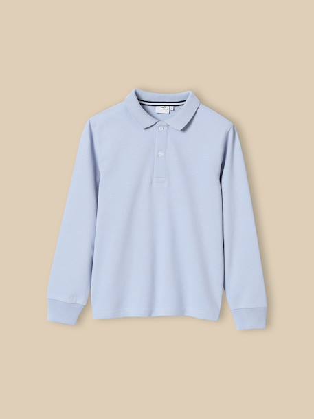 Polo garçon en coton biologique Bleu clair uni 1 - vertbaudet enfant 