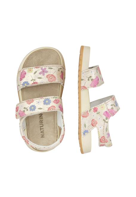 Sandales en cuir avec des fleurs salny. Platine- 4 - vertbaudet enfant 