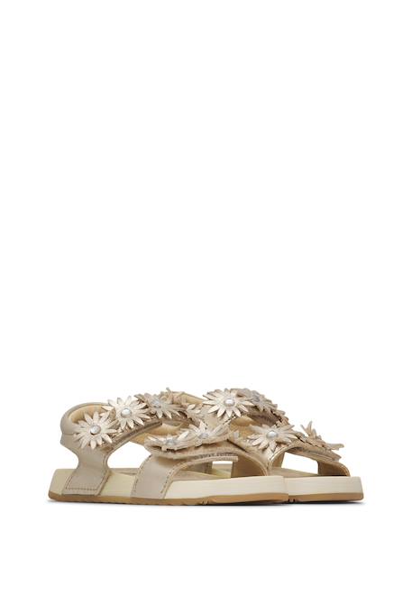 Sandales en cuir avec des fleurs lunia. Blanc-+Platine- 7 - vertbaudet enfant 