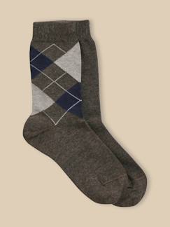 Lot de 2 chaussettes intarsia et unie  - vertbaudet enfant