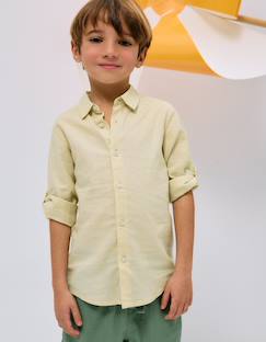 Chemise à manches longues en lin et coton  - vertbaudet enfant