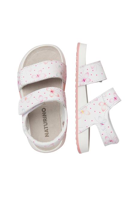 Sandales en cuir avec imprimé papillons salny. Blanc-rose 4 - vertbaudet enfant 