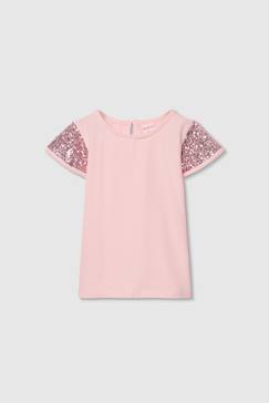 T-shirt en coton avec sequins fille  - vertbaudet enfant