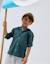 Chemise à manches longues en lin et coton avec capuche Beige clair+Bleu 5 - vertbaudet enfant 