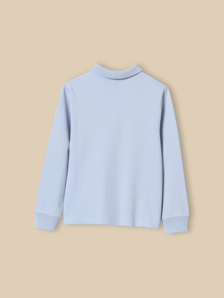 Polo garçon en coton biologique Bleu clair uni 2 - vertbaudet enfant 