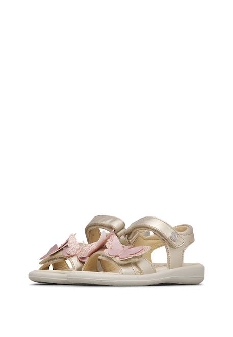 Sandales en cuir avec des papillons appliqués maudi Platine- 5 - vertbaudet enfant 
