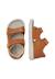 Sandales en cuir avec fermeture scratch july Marron clair-+Sage- 4 - vertbaudet enfant 