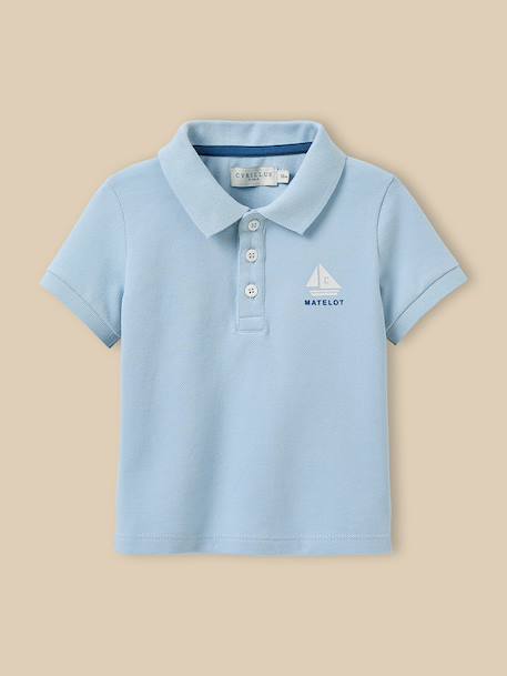 Polo maille piquée bébé - coton biologique Bleu pastel 1 - vertbaudet enfant 