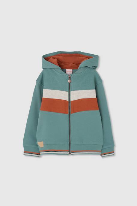 Sweat zippé à capuche enfant Vert 1 - vertbaudet enfant 