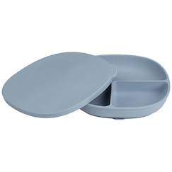 Puériculture-Assiette bébé silicone ventouse avec couvercle