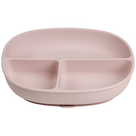 Assiette bébé silicone ventouse avec couvercle Bleu+Rose+Vert 9 - vertbaudet enfant 