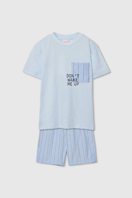Pyjama enfant en coton à manches courtes Bleu 1 - vertbaudet enfant 