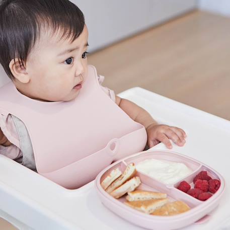 Assiette bébé silicone ventouse avec couvercle Bleu+Rose+Vert 8 - vertbaudet enfant 