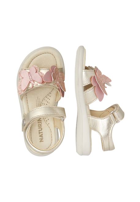 Sandales en cuir avec des papillons appliqués maudi Platine- 4 - vertbaudet enfant 
