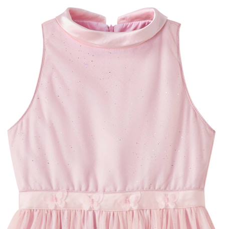 Robe demoiselle d'honneur   poudré avec noeud dos   hepburn Rose paillettes argentées 4 - vertbaudet enfant 