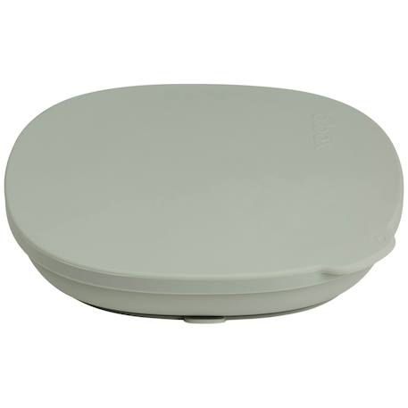 Assiette bébé silicone ventouse avec couvercle Bleu+Rose+Vert 17 - vertbaudet enfant 