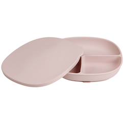Puériculture-Assiette bébé silicone ventouse avec couvercle