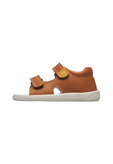 Sandales en cuir avec fermeture scratch july Marron clair-+Sage- 3 - vertbaudet enfant 