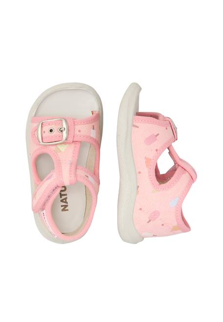 Sandales à bout ouvert « open toe » en tissu paros Rose- 4 - vertbaudet enfant 