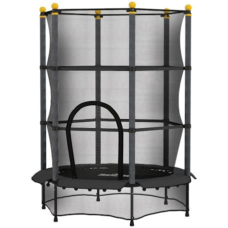 Trampoline de jardin enfants ø 1,40 x 1,90h m filet de sécurité porte zipée couvre-ressorts 6 poteaux rembourrés inclus Bleu+Noir+Rose 3 - vertbaudet enfant 