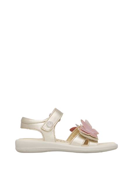 Sandales en cuir avec des papillons appliqués maudi Platine- 1 - vertbaudet enfant 