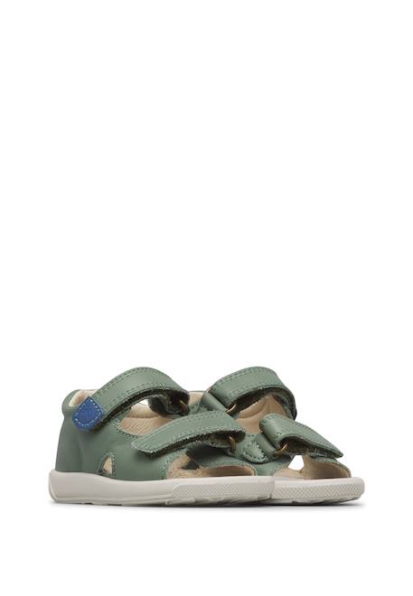 Sandales en cuir avec fermeture scratch july Marron clair-+Sage- 7 - vertbaudet enfant 