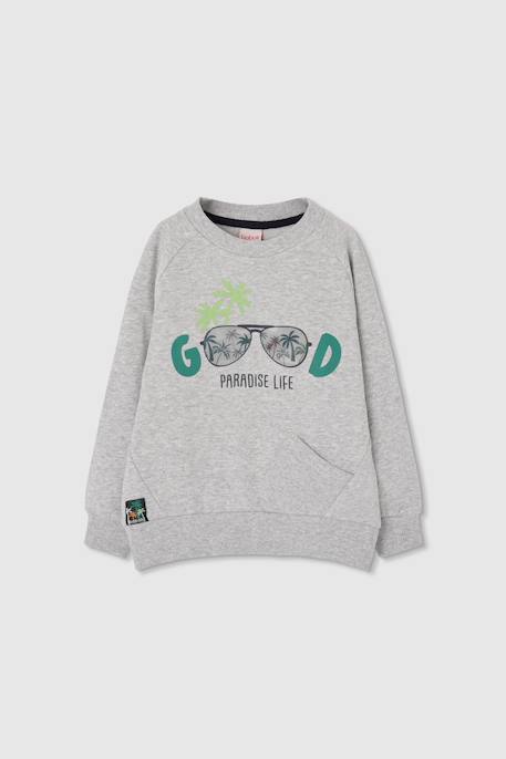 Sweat-shirt en molleton garçon Gris 1 - vertbaudet enfant 