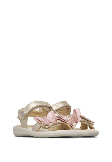 Sandales en cuir avec des papillons appliqués maudi Platine- 2 - vertbaudet enfant 