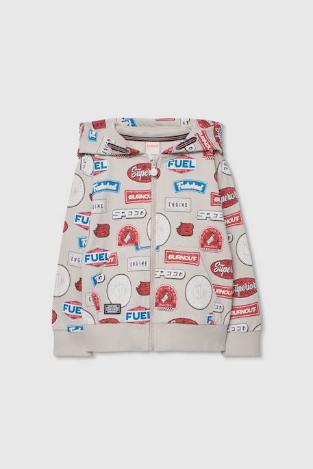 Garçon-Pull, gilet, sweat-Sweat à capuche zippé garçon en molleton imprimé