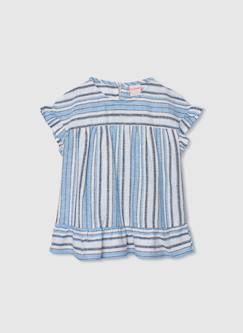 Blouse fille lin rayures  - vertbaudet enfant