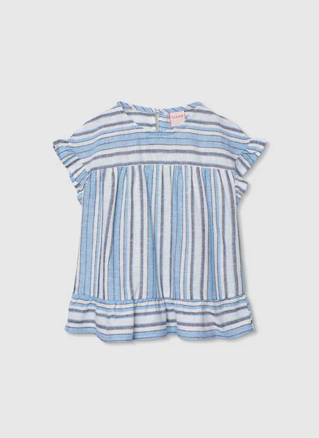 Blouse fille lin rayures Multicolore 1 - vertbaudet enfant 