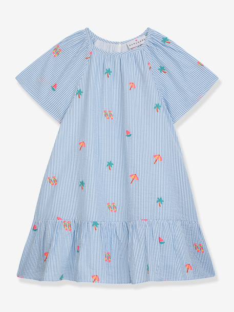 Robe à manches courtes, rayée bleu et blanc, fille, DANAMADE bleu 1 - vertbaudet enfant 