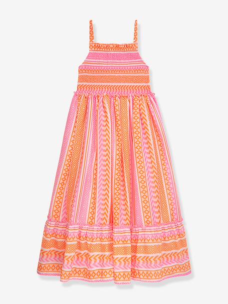 Robe à motifs floraux et géométriques fille DANAMADE orange 1 - vertbaudet enfant 