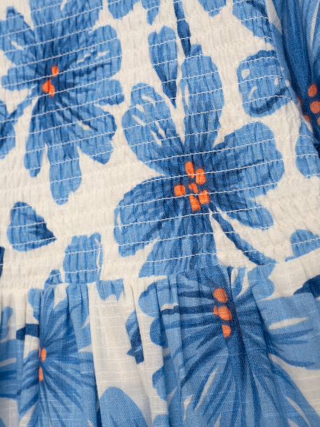 Robe à motif fleuri, manches longues, fille, DANAMADE bleu 3 - vertbaudet enfant 