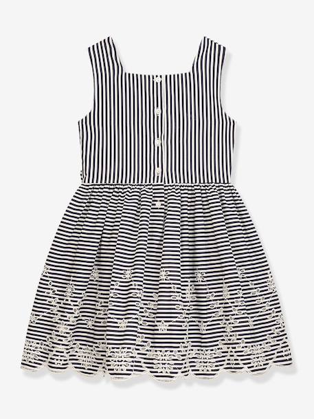 Robe à rayures et motif en dentelle fille DANAMADE marine 2 - vertbaudet enfant 