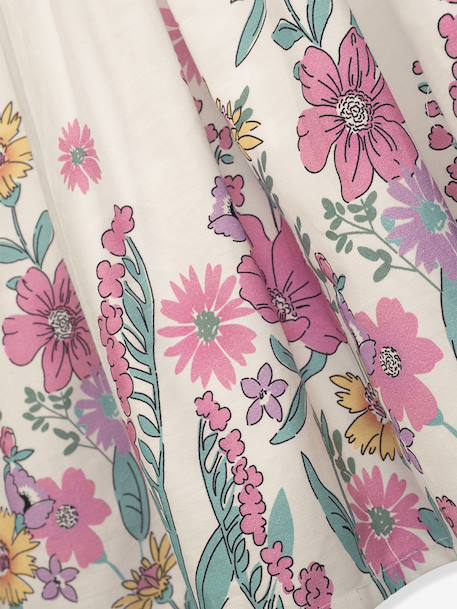 Robe imprimé fleuri à manches courtes, fille DANAMADE crème 3 - vertbaudet enfant 